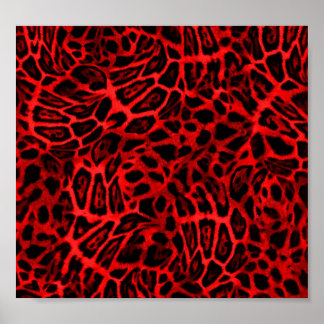PÓSTER PAPELES DE MURO DE PATRÓN DE OBRA LEOPARD ROJO