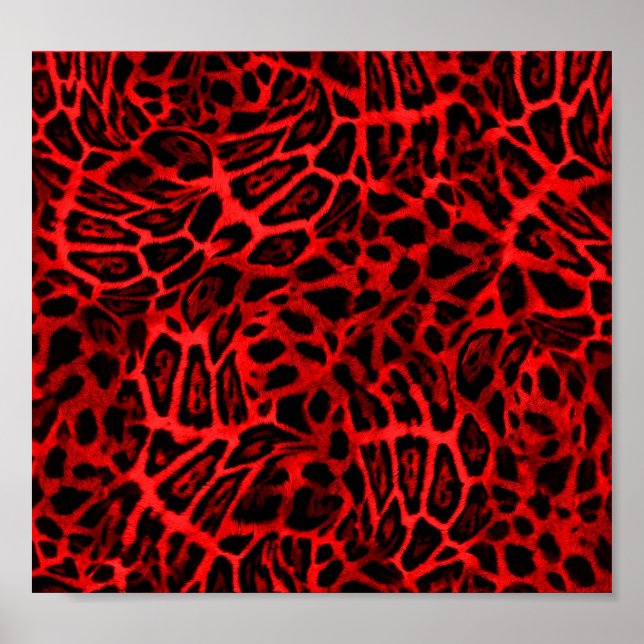 PÓSTER PAPELES DE MURO DE PATRÓN DE OBRA LEOPARD ROJO (Frente)