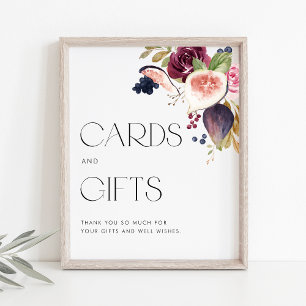 Póster Papeles y tarjetas de bodas y regalos con flores d