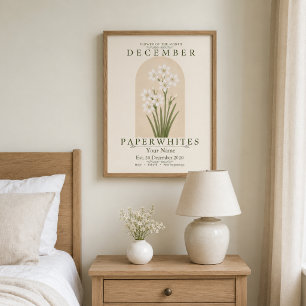 Póster Papelinas blancas personalizadas de la flor de nac