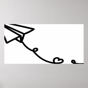Póster Paper airplane line art paper