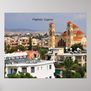 Póster Paphos, vista panorámica de Chipre,