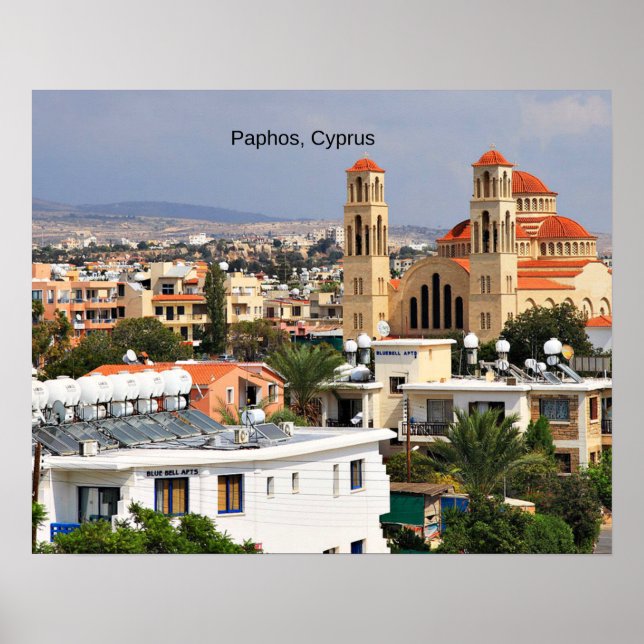 Póster Paphos, vista panorámica de Chipre, (Frente)