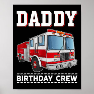 Póster Papi Birthday Crew Fire Camión de familia temática