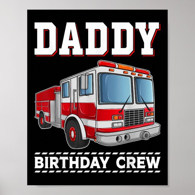 Póster Papi Birthday Crew Fire Camión de familia temática (Frente)