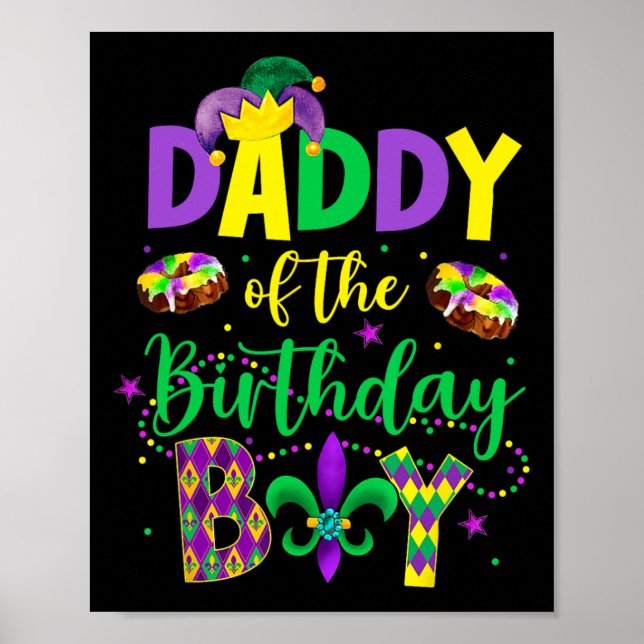 Póster Papi De La Camisa De Cumpleaños Mardi Gras Daddy P (Frente)