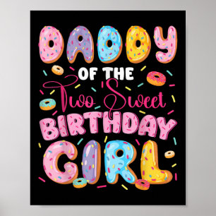 Póster Papi de la dulce niña de 2 cumpleaños Donut Lov