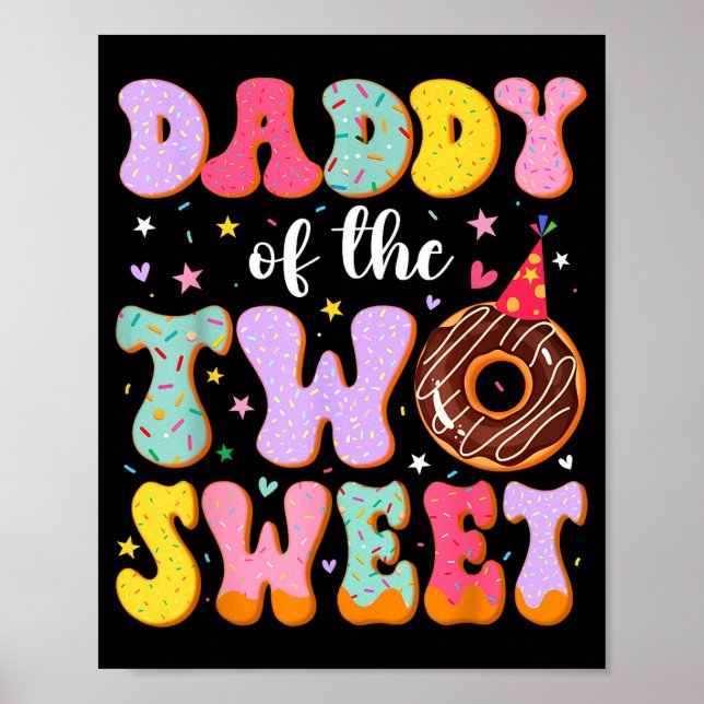 Póster Papi de los dos dulces 2 cumpleaños donut cumpleañ (Frente)