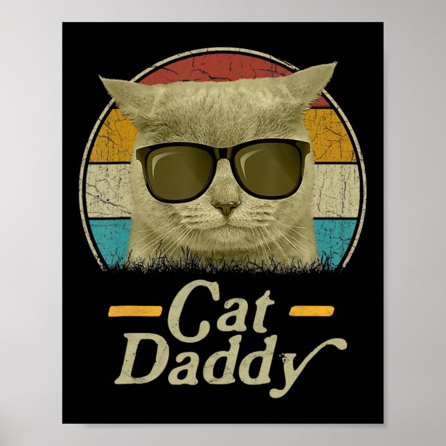 Póster Papi del gato retro estilo de los años 80 Gato est (Frente)