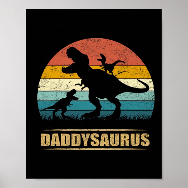 Póster Papi Dinosaurio Daddysaurus 2 Dos niños padre grac (Frente)