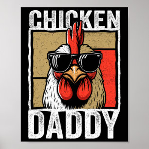 Póster Papi Pollo Rooster Agricultor Funny Padres Día Par