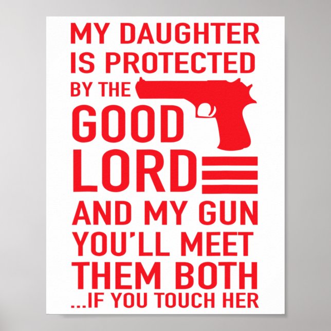 Póster Papi Protector Divertido Papá Del Chica Tee (Frente)
