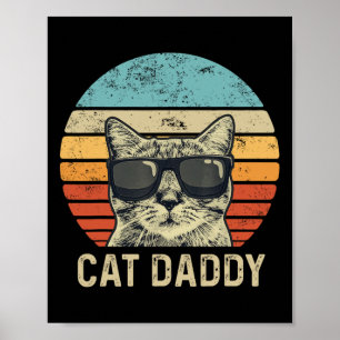 Póster Papi Retro Gato Sungles Papá Gato De Guay Regalo P