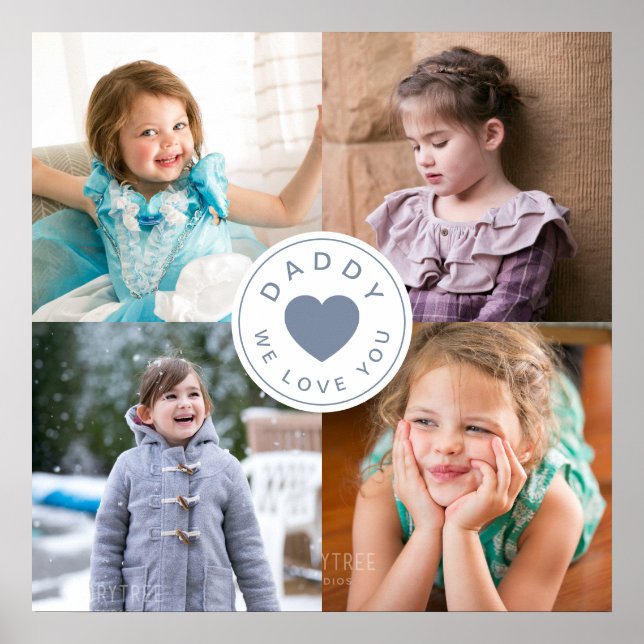 Póster Papi te queremos / 4 Collage de fotos (Frente)
