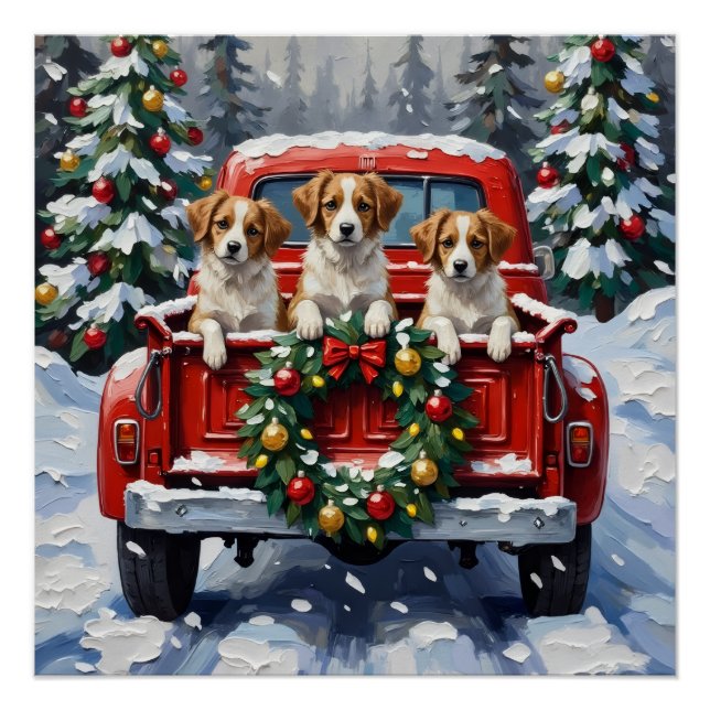 Póster Papillon Christmas Red Truck Holiday (Anverso)