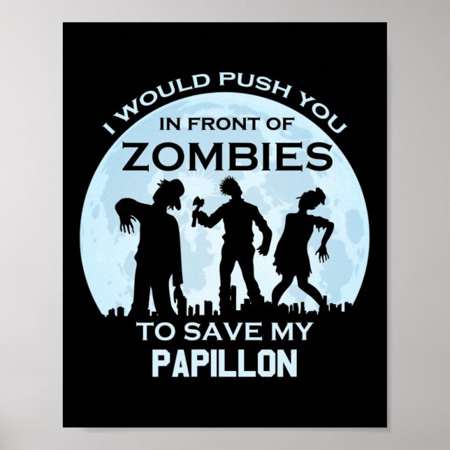 Póster Papillon, el Mascota de Halloween Zombie divertida (Frente)