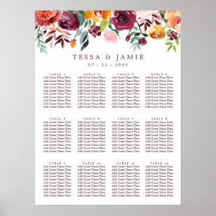 Póster Paprika Burgundy Boda Floral