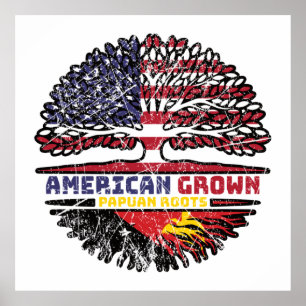 Póster Papúa Nueva Guinea Papuan American USA Tree Roots