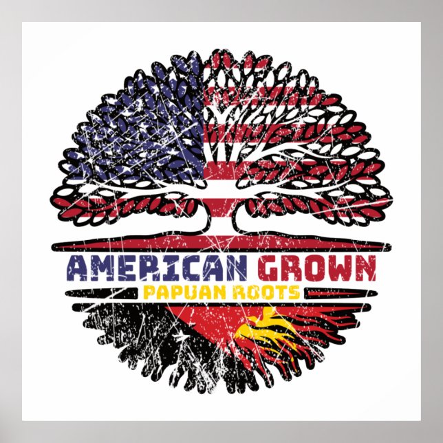 Póster Papúa Nueva Guinea Papuan American USA Tree Roots (Frente)