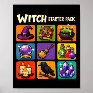 Póster Paquete de inicio de bruja divertida magia brujerí