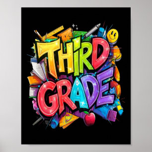 Póster Paquete floral para el primer día de tercer grado