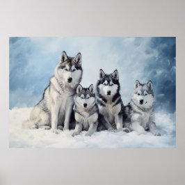 Póster Paquete Husky Siberian