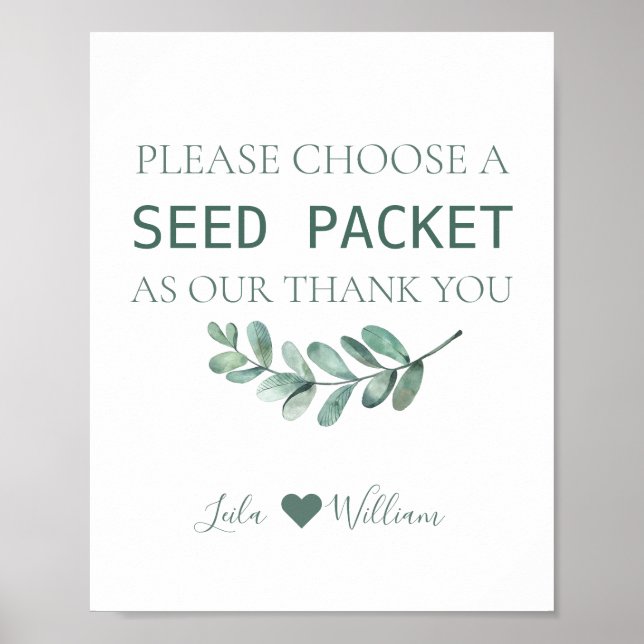 Póster Paquetes Favor De Boda De Flor Silvestre Mint Flor (Frente)