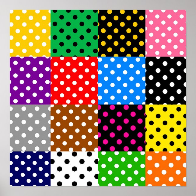 Póster Paquetes multicolores Quilt Polka Dots (Frente)