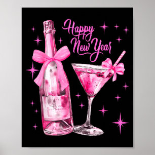 Póster Par Champán Swea Martini Coquette Feliz Año Nuevo