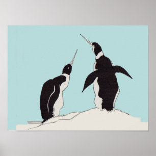 Póster par de pingüinos