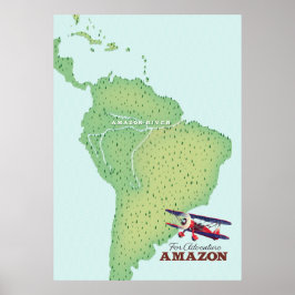 Póster Para aventura mapa del bosque lluvioso de Amazonia