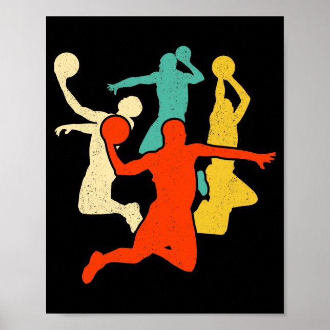 Póster Para Baloncesto Retro Vintage (Frente)