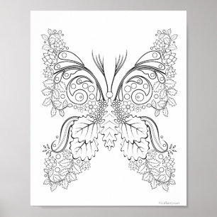 Póster para colorear Butterflowers #6