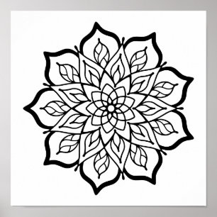 Póster para colorear Mandala – Arte de pared de ge