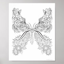 Póster para colorear Mariposasflores #4