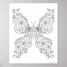 Póster para colorear Mariposasflores #8