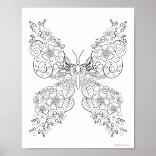 Póster para colorear Mariposasflores #8