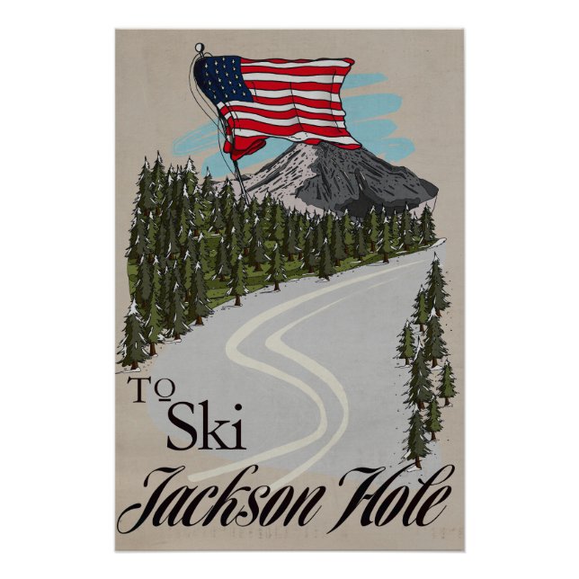 Póster Para Esquiar Jackson Hole (Anverso)