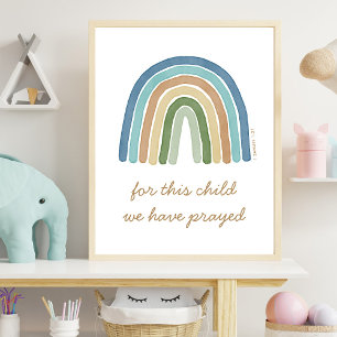 Póster Para este niño oramos Poster arcoiris azul Boho