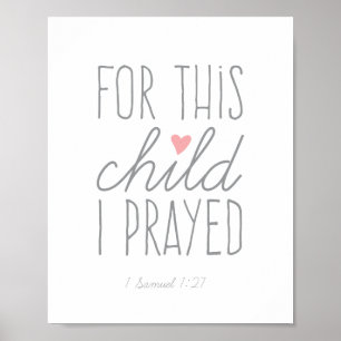 Póster Para Este Niño Oré 1 Samuel 1:27 Rosa
