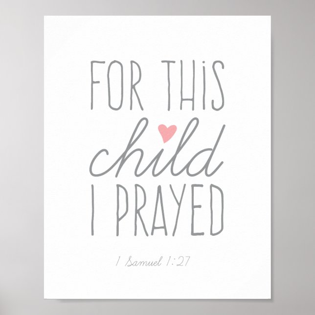 Póster Para Este Niño Oré 1 Samuel 1:27 Rosa (Frente)