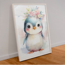 Póster para guardería de pingüino bebé