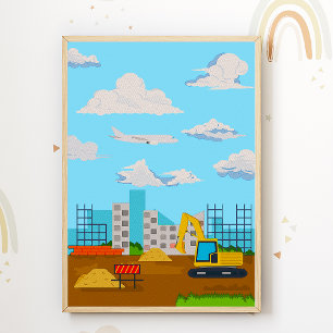 Póster para habitación de niños excavadora Impresi