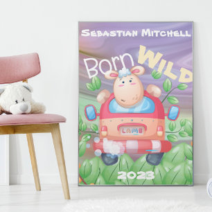 Póster para habitación de niños salvajes con nombr