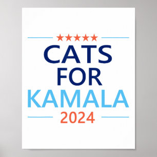 Póster Para Kamala Harris 2024 Señora Gato sin Hijos Jd V