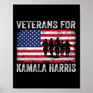 Póster Para Kamala Harris Elección 2024 Bandera Militar D