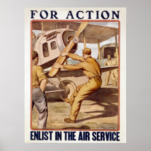 Póster Para la acción, inscribirse en el servicio aéreo r