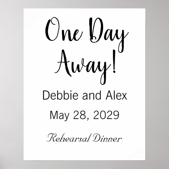 Póster para la Cena de Ensayo de Boda Un Día Despu (Frente)