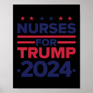 Póster Para las enfermeras de Trump 2024, apoye la bander