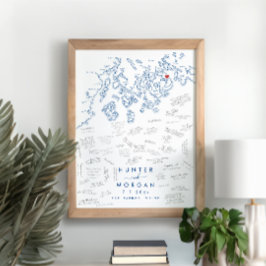 Póster para libro de invitados moderno de boda en